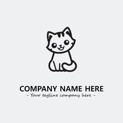 Cat illustration black and white for logo company vector image