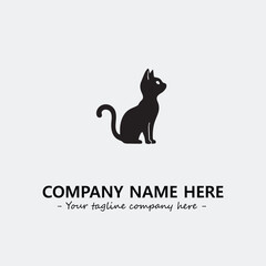 Cat illustration black and white for logo company vector image