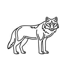 Wolf animal line art flat vector illustration