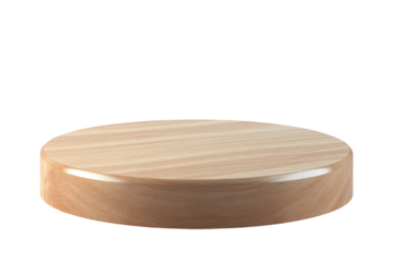 3D round wooden stage platform is isolated on transparent background. Ideal display for products or a podium for speakers