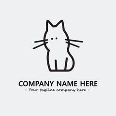 Cat illustration black and white for logo company vector image