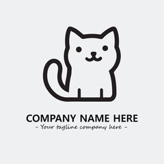 Cat illustration black and white for logo company vector image