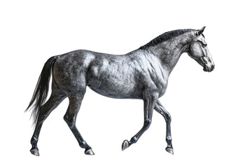 Isolated Gray Horse Walking