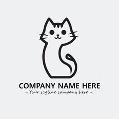 Cat illustration black and white for logo company vector image