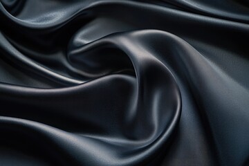 Obraz premium Dark gray satin fabric with soft, elegant folds and drapes, luxurious texture.