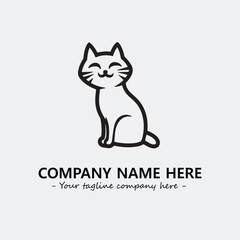 Cat illustration black and white for logo company vector image