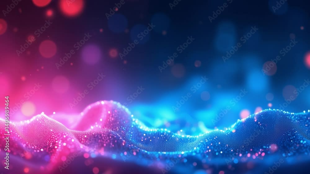 Poster blur neon glow. color light overlay. fluorescent radiance. defocused vibrant pink blue soft flecks t