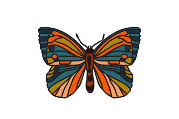 Hand drawn colorful butterfly isolated on white background. Botanical bright butterfly vector illustration.Graphic design element for Birthday Greeting Card Print Fashion Icon Symbol Poster Invitation