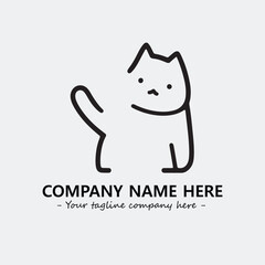 Cat illustration black and white for logo company vector image