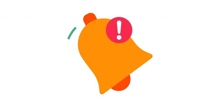 Bright yellow bell notification with allert red exclamation point bell
