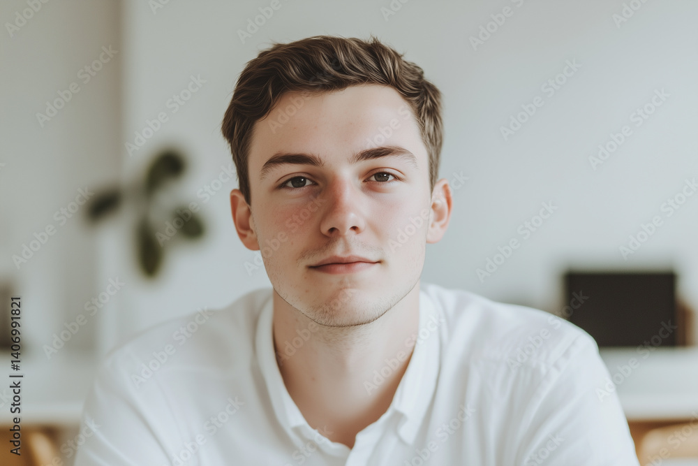 Aufkleber confident data analyst working in a modern office setting while analyzing information and trends