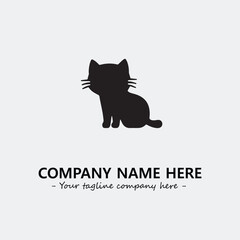 Cat illustration black and white for logo company vector image