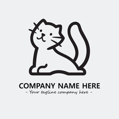 Cat illustration black and white for logo company vector image