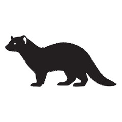 Ferret Black and white vector illustration animal silhouette for tshirt printSilhouette white Background.