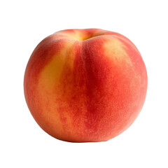 Ripe peach with a blush of red and yellow on a transparent background, showcasing its natural texture and freshness.