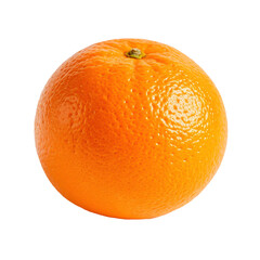 A bright orange citrus fruit with a textured peel and a small stem stands out against a transparent background, highlighting its vibrant color and natural freshness.