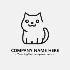 Cat illustration black and white for logo company vector image
