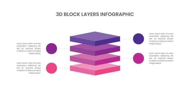 Stacked 3d Block Infographic with 4 Layers