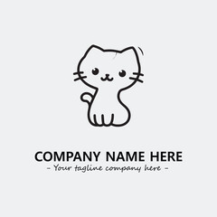 Cat illustration black and white for logo company vector image