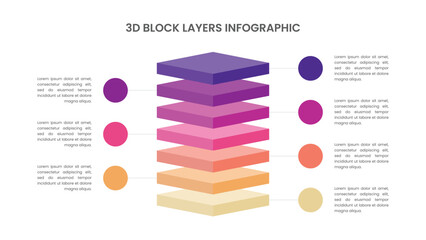 Stacked 3d Block Infographic with 7 Layers