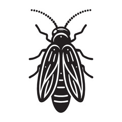 Nighttime Firefly silhouette, spreading tiny bursts of light – Firefly illustration – Firefly vector – Insect silhouette

