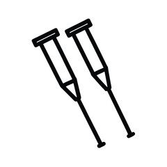 Outline of Crutches on white background