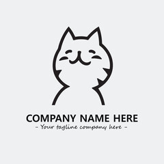 Cat illustration black and white for logo company vector image