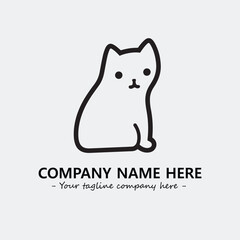 Cat illustration black and white for logo company vector image