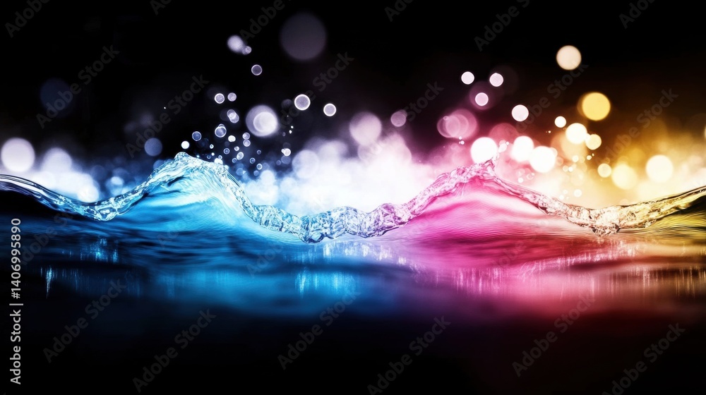 Aufkleber vibrant splashes of water catch light and create beautiful patterns against a dark backdrop in this 
