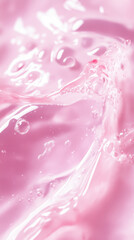 Swirling liquid patterns create mesmerizing pink hues in a clear environment during midday light