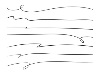 Underline hand drawn brush strokes set. Vector doodle sketch scribble lines, pencil border, divider