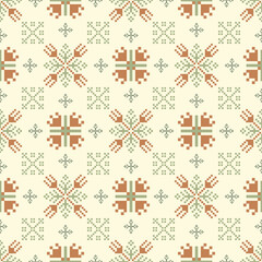 Geometric pixel art pattern. Abstract pixel art geometric pattern design for fabric, carpet, tile,...