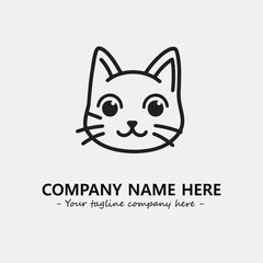 Cat illustration black and white for logo company vector image