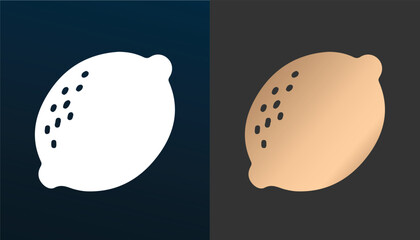 A unique and attractive gold colored fresh lemon logo vector image on a black and white background