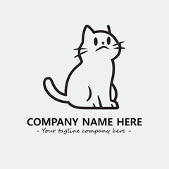 Cat illustration black and white for logo company vector image