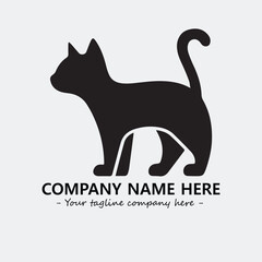 Cat illustration black and white for logo company vector image