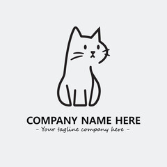 Cat illustration black and white for logo company vector image