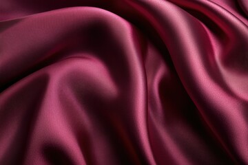 Fototapeta premium Luxurious deep maroon satin fabric with soft, flowing drapes and rich texture.