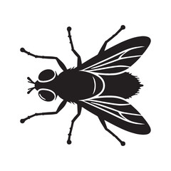 Winged pest Fly silhouette, a quick and annoying flyer – Fly illustration – Minimalist Fly vector – Insect silhouette

