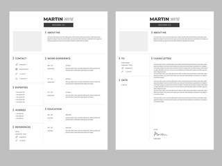 Professional, simple and clean resume template for job seeker. CV design template with cover letter included
