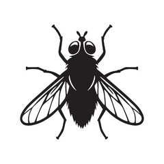 Tiny-winged Fly silhouette, darting through open space – Fly illustration – Minimalist Fly vector – Insect silhouette

