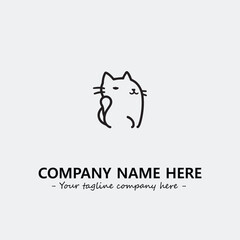 Cat illustration black and white for logo company vector image