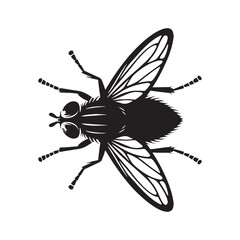 Summer Fly silhouette, a seasonal sign of warmth – Fly illustration – Minimalist Fly vector – Insect silhouette

