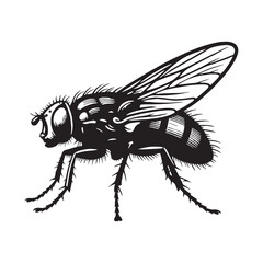 Flying Fly silhouette, zooming with precision and speed – Fly illustration – Minimalist Fly vector – Insect silhouette

