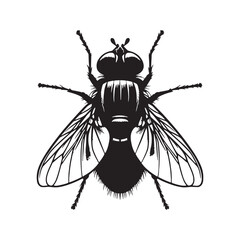 Garden Fly silhouette, often seen among flowers and leaves – Fly illustration – Minimalist Fly vector – Insect silhouette


