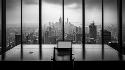 Naklejka premium Modern Office with Panoramic City View