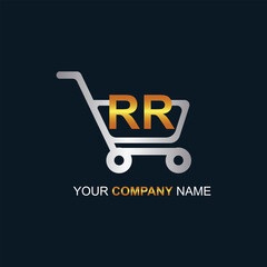 Shopping cart vector RR logo design. RR logo design is used for supermarket or supermall and grocery market.
