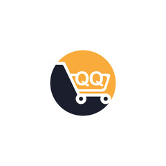Shopping cart vector QQ logo design. QQ logo design is used for supermarket or supermall and grocery market.