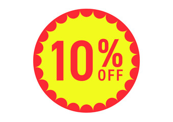 10%OFFのフラットなアイコンイラスト