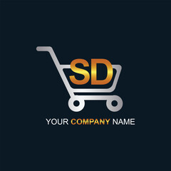 Shopping cart vector SD logo design. SD logo design is used for supermarket or supermall and grocery market.